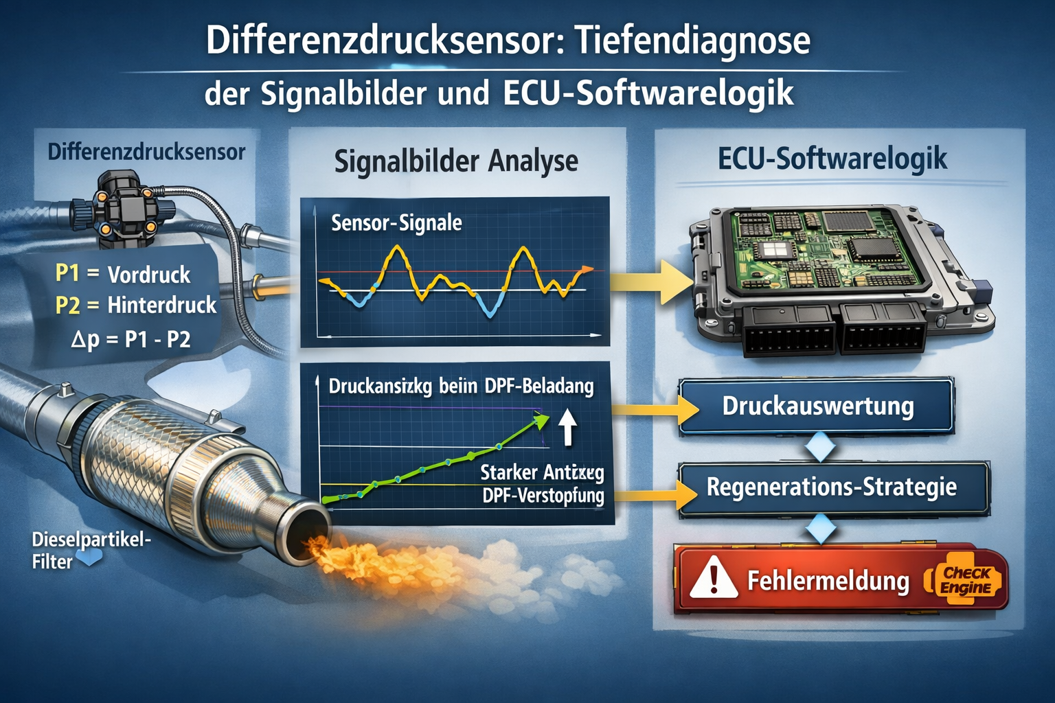 Differenzdrucksensor Funktionsweise und Signalbilder am Oszilloskop prüfen