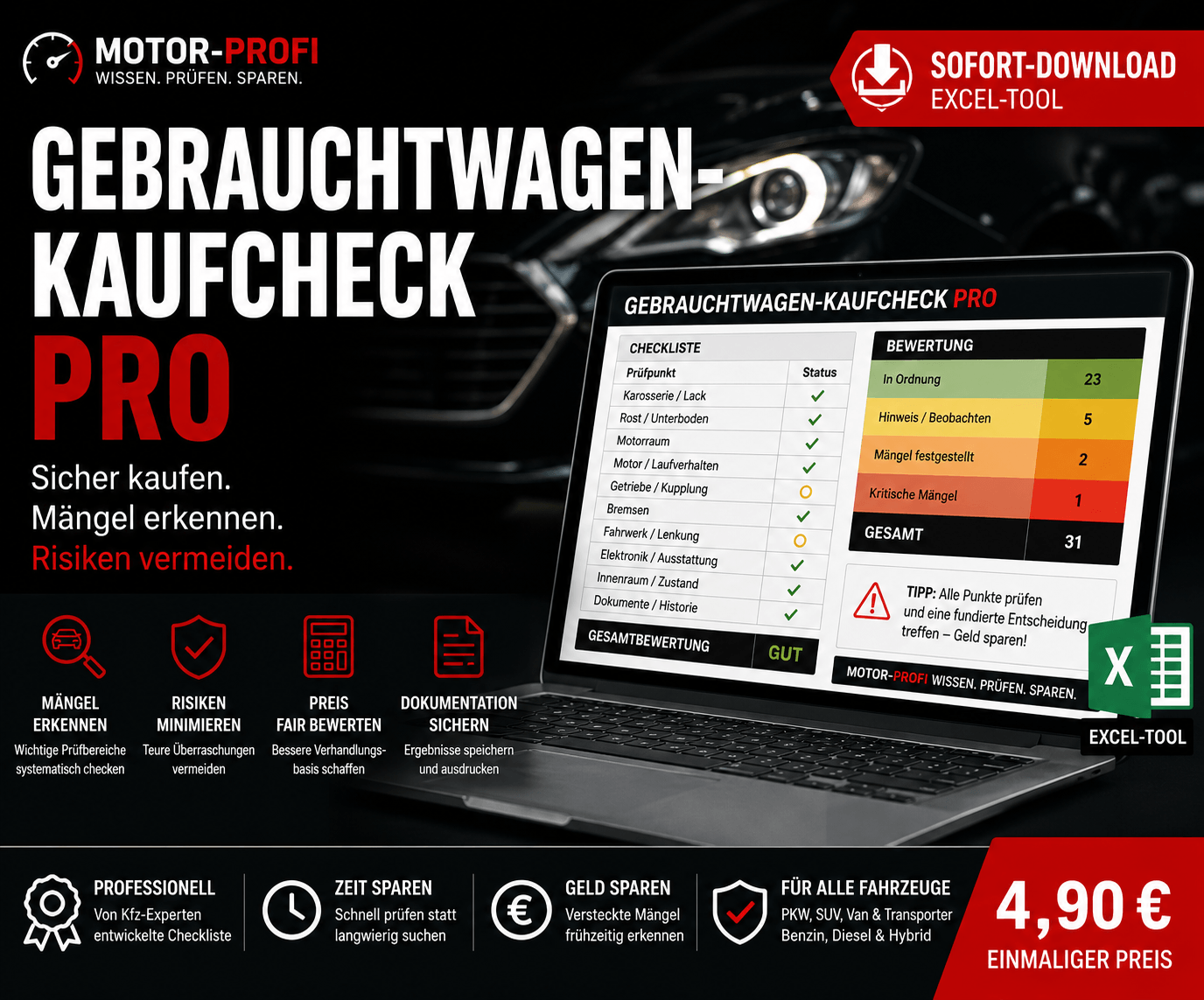 Gebrauchtwagen-Kaufcheck PRO zur Prüfung eines Autos vor dem Kauf